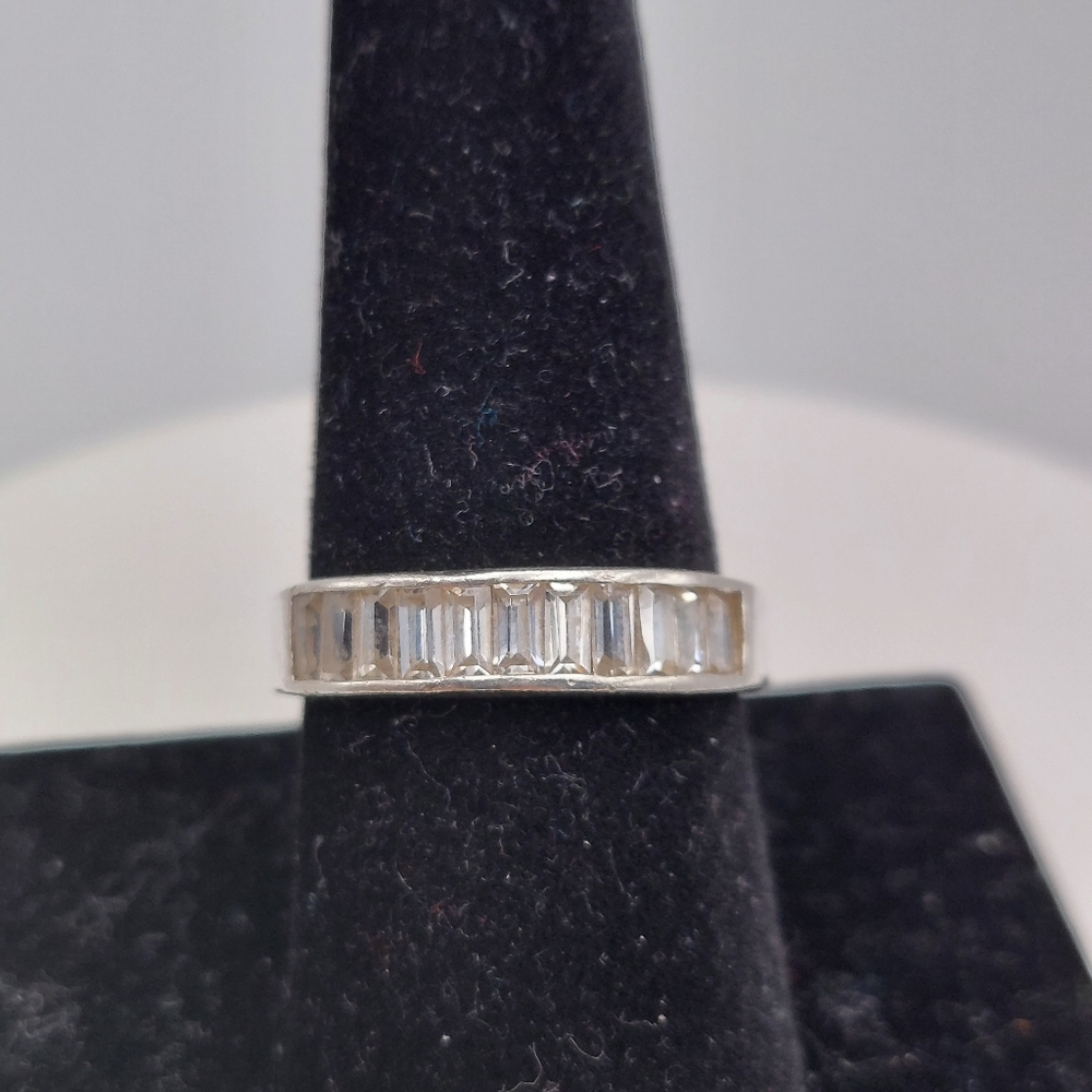 Rare Avon Sterling Ring sz 9, Baguette Cut Cz, GC.